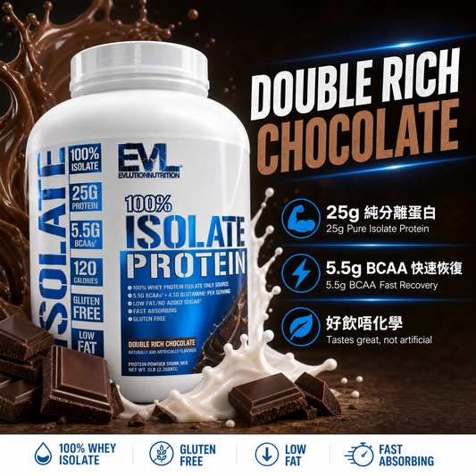 EVLution Nutrition (EVL) 100% 純分離乳清蛋白粉 — 快速吸收不肚脹 健身增肌與體重管理首選