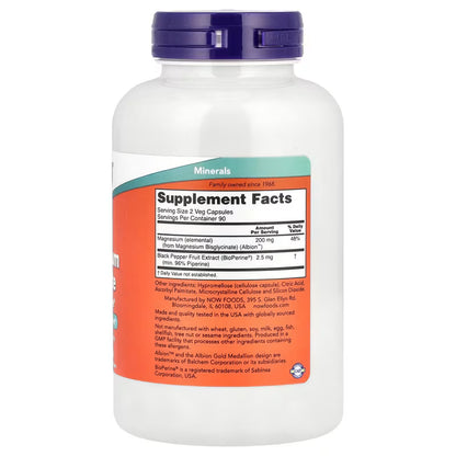 NOW Foods Magnesium Glycinate 甘氨酸鎂 180粒 | 高吸收 改善睡眠 舒緩壓力 肌肉放鬆
