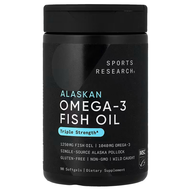 Sports Research 阿拉斯加 Omega-3 魚油 90粒 | 高效 EPA+DHA 心臟健康 腦部認知 眼部保健