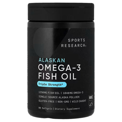 Sports Research 阿拉斯加 Omega-3 魚油 90粒 | 高效 EPA+DHA 心臟健康 腦部認知 眼部保健