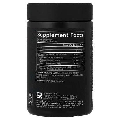 Sports Research 阿拉斯加 Omega-3 魚油 90粒 | 高效 EPA+DHA 心臟健康 腦部認知 眼部保健