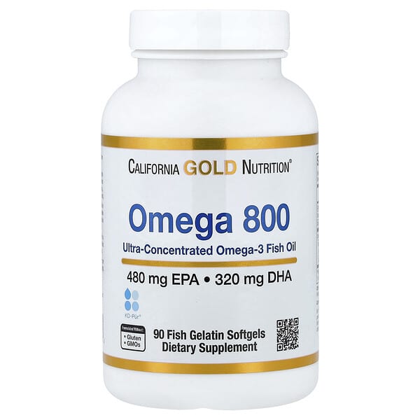 California Gold Nutrition Omega 800 超濃縮 Omega-3 魚油 | 三酸甘油酯形式 高純度 EPA+DHA 心血管健康