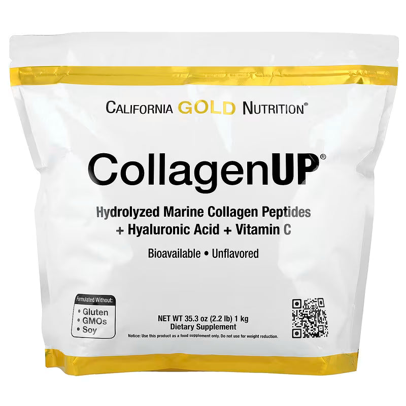 California Gold Nutrition CollagenUP® 水解海洋膠原蛋白肽 + 透明質酸 + 維他命C | 美肌護膚 頭髮指甲關節全效支援