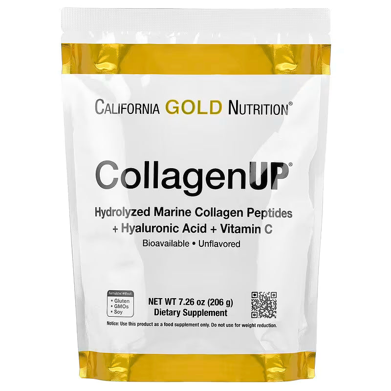 California Gold Nutrition CollagenUP® 水解海洋膠原蛋白肽 + 透明質酸 + 維他命C | 美肌護膚 頭髮指甲關節全效支援