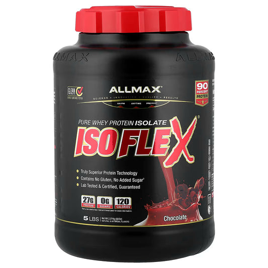 ALLMAX ISOFLEX® 全分離乳清蛋白 5磅 - 27g蛋白質，超低脂低碳，減脂期必備