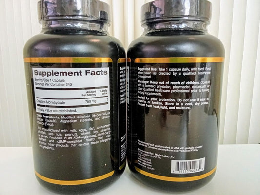 California Gold Nutrition Sport Creatine caps 一水肌酸膠囊 240粒 - 750mg/粒，素食膠囊，方便補充