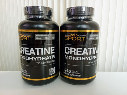 California Gold Nutrition Sport Creatine caps 一水肌酸膠囊 240粒 - 750mg/粒，素食膠囊，方便補充