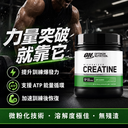 Optimum Nutrition ON 微粉化肌酸粉 Creatine (無味/5g純肌酸) - 提升力量與訓練表現